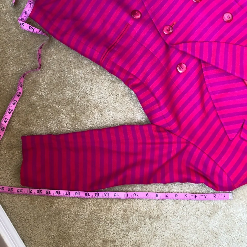 Christian Dior Vintage Pink Striped Blazer and Skirt Suit Set Size 12